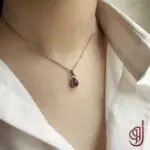 گردنبند نقره مدل آرامش – پلاک سنگ آمیتیست اصل | ژوو - Image 4
