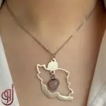 گردنبند نقره طرح نقشه ایران مدل آریا – سنگ عقیق کبود اصل | ژوو - Image 2