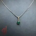 گردنبند نقره مدل رویش – پلاک سنگ عقیق سبز اصل | ژوو - Image 3
