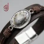 دستبند چرم طبیعی مدل نظر – سنگ باباقوری اصل | ژوو - Image 2