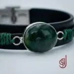 دستبند چرم طبیعی مدل جاوید – سنگ یشم اصل | ژوو - Image 2