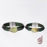 دستبند چرم طبیعی مدل پیمان – سنگ عقیق هاله اصل | ژوو