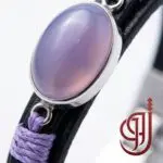 دستبند چرم طبیعی مدل راز – سنگ عقیق کبود اصل | ژوو - Image 2
