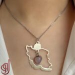 گردنبند نقره طرح نقشه ایران مدل آریا – سنگ عقیق کبود اصل | ژوو - Image 2