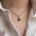 گردنبند نقره مدل رویش – پلاک سنگ عقیق سبز اصل | ژوو - Image 4