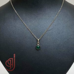 گردنبند نقره مدل رویش با سنگ عقیق سبز اصل