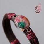 دستبند چرم طبیعی مدل روجا – سنگ جید (عقیق جید) اصل - Image 2