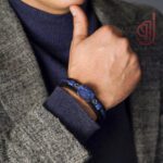 دستبند چرم طبیعی مدل کهکشان – سنگ لاجورد اصل | ژوو - Image 3