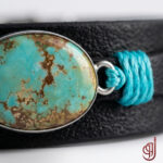 دستبند نقره و چرم طبیعی مدل آسمان – سنگ فیروزه اصل | ژوو - Image 2