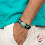 دستبند نقره و چرم طبیعی مدل آسمان – سنگ فیروزه اصل | ژوو - Image 3