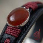 دستبند چرم طبیعی مدل آتش زاد – سنگ عقیق سرخ اصل - Image 2